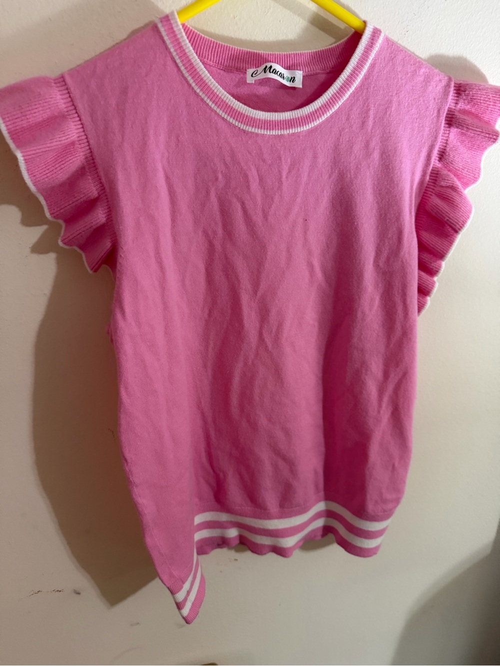 Pink Ruffle Sleeve Knit Top Size XL Women’s